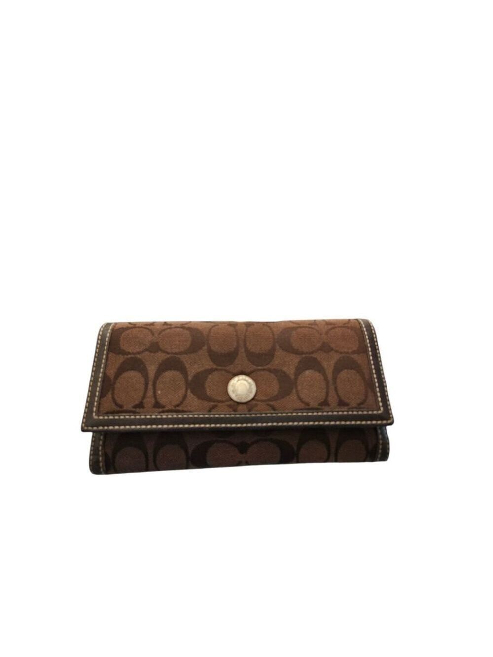 Coach Brown Signature Canvas Wallet One Size